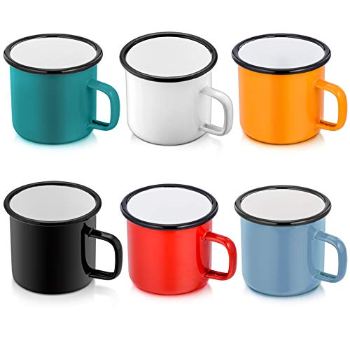 P&P CHEF Enamel Camping Coffee Mug Set of 6, 12 Ounce, 350ML & Multicolor - color: Multicolor