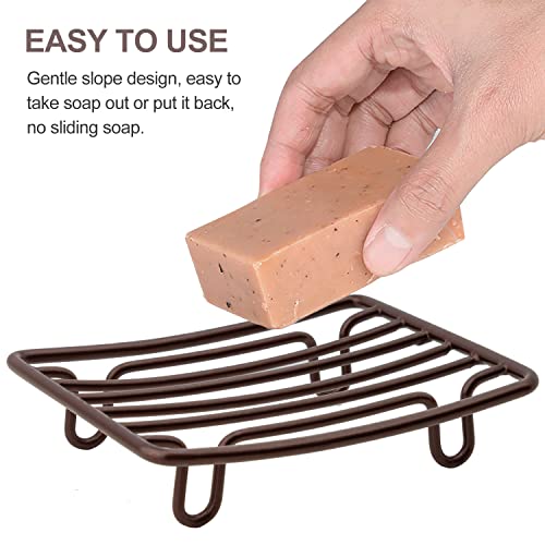 Bar Soap Dish Holder for Shower Bathroom Stainless Steel Rust Proof Self Draining, Bronze-1 Pack - color: Bronze-rectangular 1p