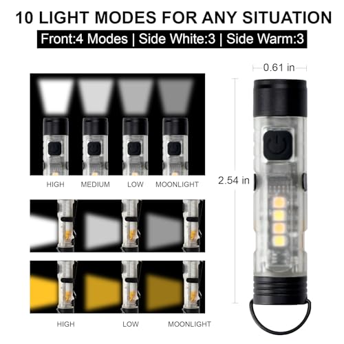 Mini EDC Rechargeable Keychain Flashlight Stocking Stuffers for Men