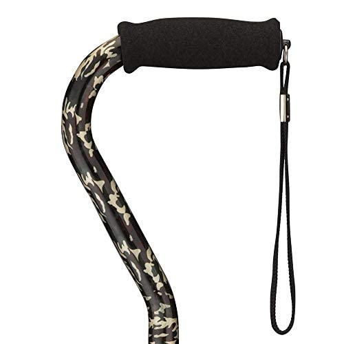 Nova Joy Designer Offset Quad Cane for Seniors - Unisex Adjustable Lightweight Walking Aid with Foam Handle, Wrist Strap and Anti-Rattle Lock - Essential Mobility Support - Camouflage - color: Camouflage