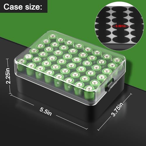 ALCYON Battery Organizer Storage Case, Battery Box for 48 AA Batteries - color: Black, size: Large 48+AA Batteries