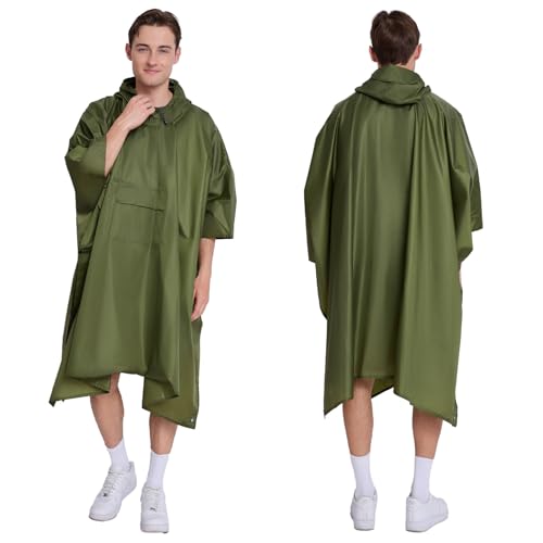 Multi functional cape hooded raincoat suitable for outdoor camping and hiking, suitable for both men and women - color: Green