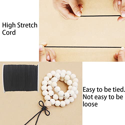 2mm Black Elastic Beaded Cord 129ft Stretch String for Bracelet - size: 0.08 in x 129 ft-Black