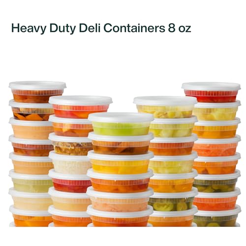 [8oz-20 Sets Plastic Deli Containers with Lids - BPA Free Clear Soup Containers with Airtight Lids, Leak Resistant Food Storage for Meal Prep, Stackable/Microwave/Dishwasher/Freezer Safe