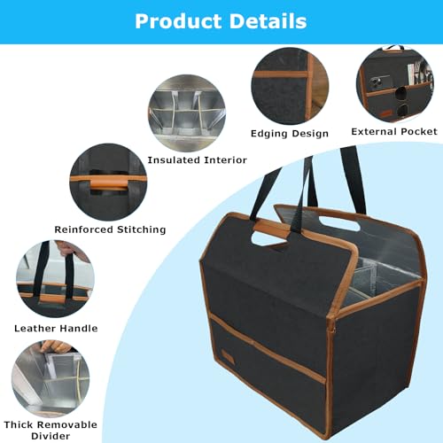 6 Cup Reusable Drink Carrier Portable Insulated Coffee Bags with Handle - color: Black, size: 6 Cup