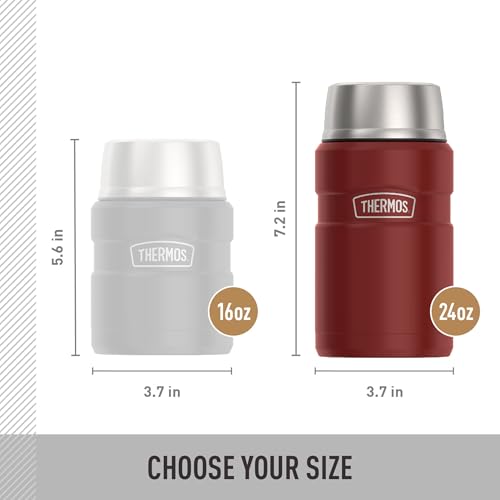 THERMOS Stainless King Vacuum-Insulated Food Jar, 24 Ounce, Matte Red - color: Matte Red, size: 24 Ounce