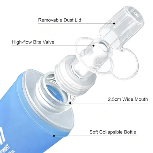 2 Pack Soft Flask 250ml TPU Collapsible BPA-Free Soft Water Bottle for Hydration Pack Running Vest Marathon Hiking Cycling (Dark Blue) - color: 2pcs, 250ml Dark Blue
