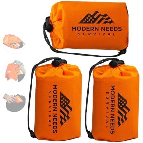MODERN NEEDS Emergency Sleeping Bag Survival | Emergency Blanket, Bivy Sack & Emergency Bivy for Survival Supplies, Hiking Survival Kit, Compact Sleeping Bag & Camping Safety Equipment | - size: 3