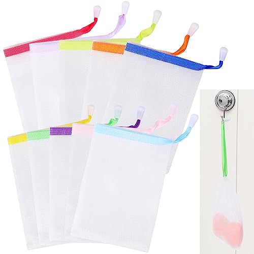 Mozeat Lens 10 PCS Soap Bags Handmade Soap Bubble Mesh Bags Exfoliating Soap Saver Pouch Net Bags with Drawstring Body Facial Cleaning Tool for Bath & Shower (Assorted Colors) - color: 10pcs 5.7 x 3.9 inches
