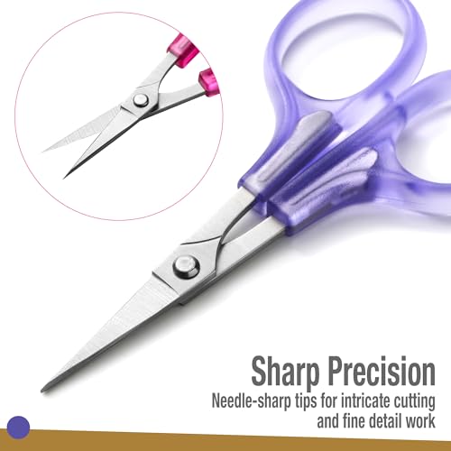 High Precision Detail Scissors Set (2-Pc) Sharp, Fine Tips | Paper Cutting, Scrapbooking, Sewing, Crafting | Stainless Steel | Protective Cover (Jelly) - color: Jelly
