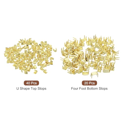 uxcell #5 Zipper Slider Retainers Kit, 20Pcs Bottom Stops & 40Pcs Top Stops for Bags Coats Jackets Closed-end Zippers Replacing, Light Gold - color: Light Gold, size: #5