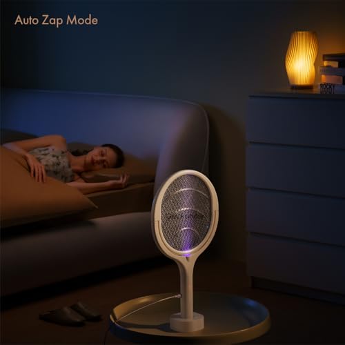 GeckoMan Electric Fly Swatter Electric Fly Zapper Bug Zapper Racket | Rotating Head, Usb-C Charging, Electric Fly Swatter Rechargeable Mosquito Zapper Fly Killer Indoors - style: 1-Pack