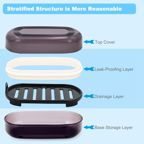 HAYSNA Travel Soap Container, Bar Soap Holder, Portable Soap Case, Soap Dish with Lid for Traveling, Camping, Gym, Bathroom (Black Style-1) - color: Black Style-1