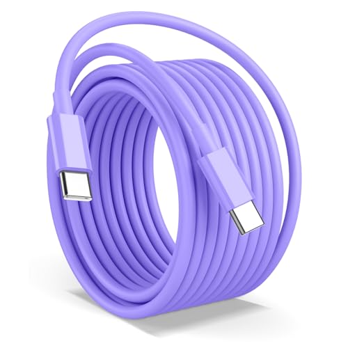 15FT USB C to USB C Cable, Long 60W USBC to USBC Cord Fast Charging | Extra Long Type C to Type C Cable for iPhone 17 16 15 Pro Plus Pro Max,Galaxy S26/S25/S24,iPad Pro/Air,MacBook Pro/Air,Purple - color: Purple, size: 15ft