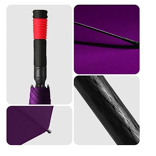 62/68/72 Inch Large Golf Umbrella Windproof Waterproof Auto Open | Oversized Double Canopy Vented, 210T Waterproof Pongee Fabric, Light Fiberglass Frame, Unique Red Foam Handle - color: Purple-Red Handle, size: 62"