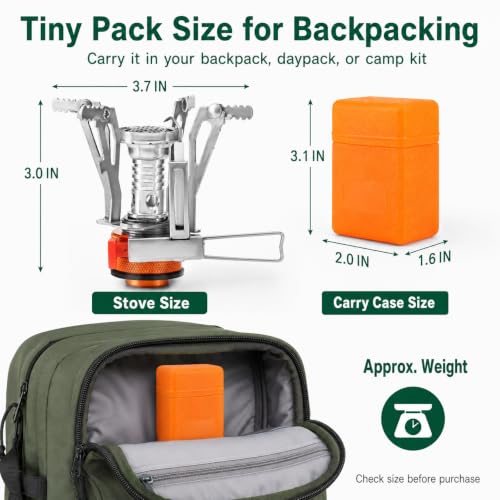 Backpacking Stove, 7/16 Canister Mini Burner with Piezo Ignition