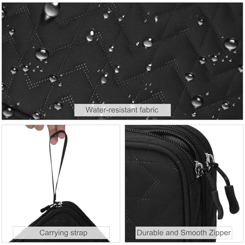 FYY Electronic Organizer, Travel Tech Pouch Bag, Extra Large, Black Quilted - color: Black Quilted, size: 10.8 x 8 x 3.15 inches