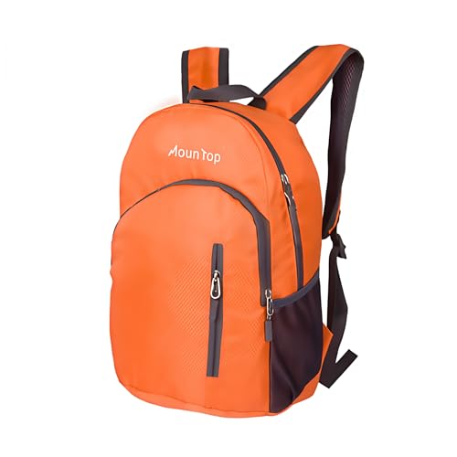 MounTop Outdoor Lightweight Foldable Water Resistant Backpack for Travel Hiking Riding - color: Orange