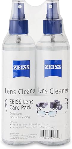 ZEISS Lens Care Pack – 2x 8oz Streak-Free Lens Spray and Microfiber Cloths for Eyeglasses and Optics - size: 8 Fl Oz (Pack of 2)