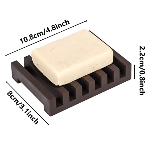 Topsky 2Pcs Soap Dish Holder, Non-Slip Bathroom Accessories Silicone Soap Case Saver, Sink Deck Bathtub Shower Dish Soap Drainer, Silicone Holder for Soap, Sponges, Scrubber (Brown) - color: Brown