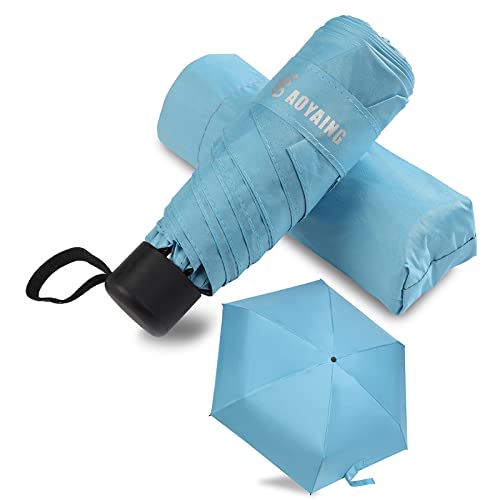 GAOYAING Compact Travel Umbrella with Case Sun&Rain Lightweight Small and Compact Suit for Pocket 34 Inches - color: Sky Blue, size: 34 Inches
