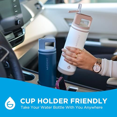 GROSCHE Alpine Flip N Sip Insulated Bottle with Straw, Mountain Blue, 20 oz - color: Mountain Blue, size: 20 Ounces