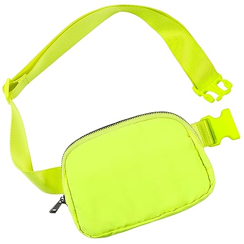 ODODOS Unisex Mini Belt Bag with Adjustable Strap Small Fanny Pack for Workout Running Traveling Hiking, Neon - color: Neon