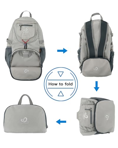 WATERFLY Small Lightweight Packable Backpack: 20l Hiking Daypack Man Woman | 20L,Recycled nylon material,Multi-compartment storage,Water-resistant,Everyday carry,Ultra Light Foldable Travel Day Pack - color: Grey3