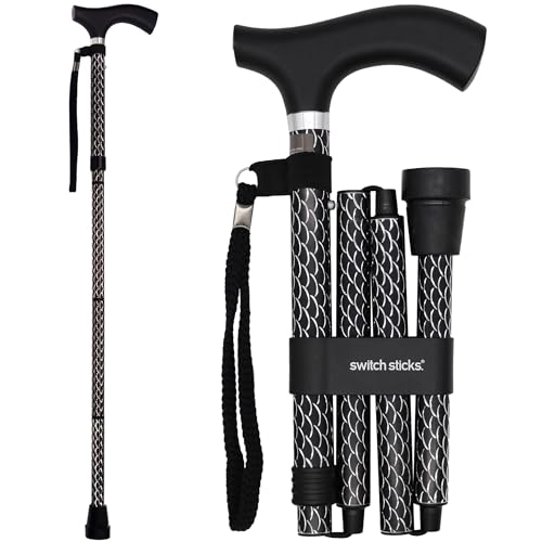 Switch Sticks Folding Walking Cane For Women & Men - color: Engraved Soiree