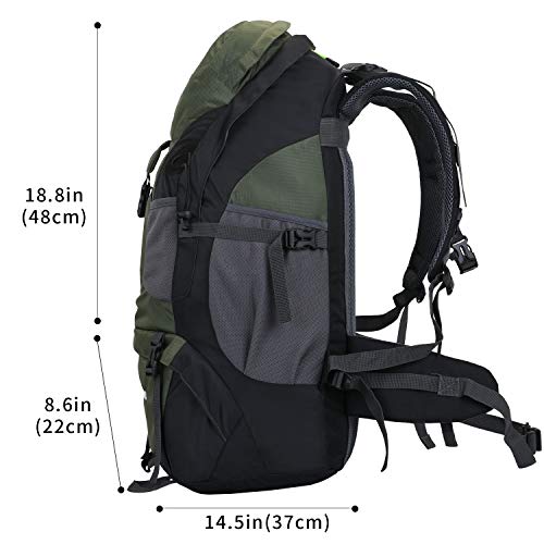 50L Hiking Backpack, Waterproof Lightweight Daypack for Outdoor Camping Travel - color: Army Green