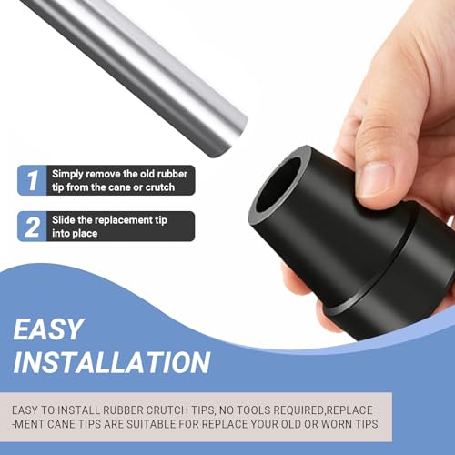 4-Pack Crutch Tips 7/8 Inch Upgrade Heavy Duty Rubber Crutch Accessories Replacement Rubber Cane Tips, Black - color: 7/8 Inch-4 Pcs Black