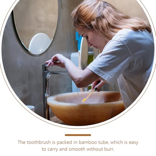 Healifty Bamboo Toothbrush Travel Kit with Degradable Tubes - 3 Pack Disposable Eco-Friendly Toothbrushes with Protective Case for Home Hotel and Travel