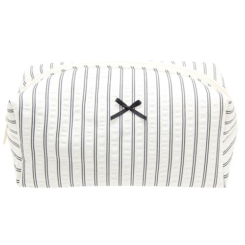 PAZIMIIK Cozy Makeup Bag for Women,Zipper Cosmetic Pouch,Stripe Black - color: Stripe Black