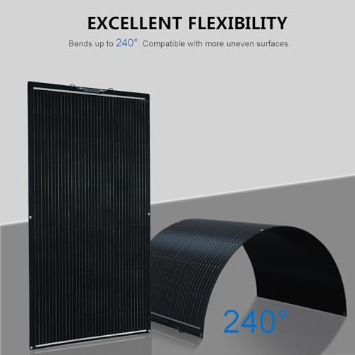 Flexible Solar Panel 300W /2PCS 12 Volts 150W Fiberglass Module | High-Efficiency N-Type Monocrystalline cell,Lightweight,for off-grid RV Boat Van Cabin Uneven Surfaces 12V/24V Battery Charge