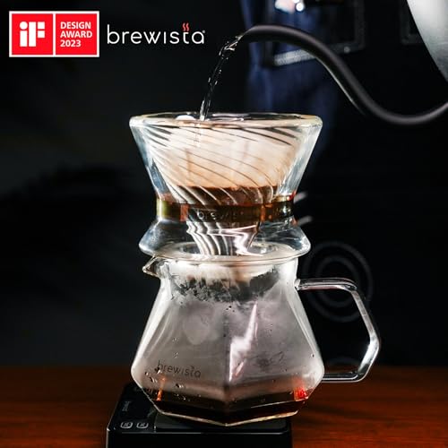Brewista Tornado Duo Pour Over Coffee Dripper, Insulated Double Wall Glass, Easy-To-Clean Drip Coffee Maker for Home & Office(2-4 Cups) - size: 2-4 Cups