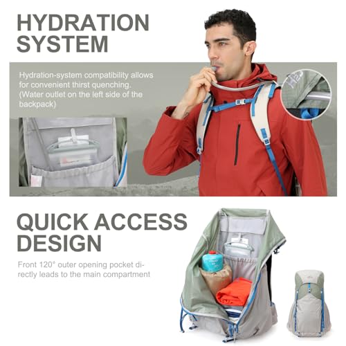 IX INOXTO 55L Internal Frame Waterproof Hiking Camping Backpack with 3L Water Bladder and Rain Cover, Large Lightweight Travel Daypack Rucksack for Climbing (Light Gray) - color: Light Gray