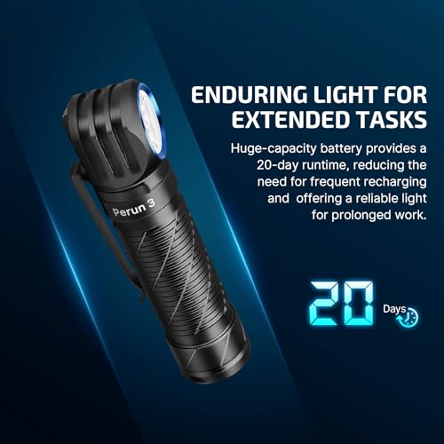 OLIGHT Perun 3 Headlamp Rechargeable, Red Light, Waterproof, Black | 3000 Lumens, 160M Beam Distance, 2-in-1 Head lamp Flashlight, IP68, Magnetic Tailcap, Long Runtime for Camping, Hiking, Work - color: Black