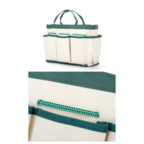 Gardening Tote Bag Garden Tool Bag with 9 Pockets Oxford Bag Storage Organizer Tote Bag for Outdoor Garden Lawn Yard-White - color: White