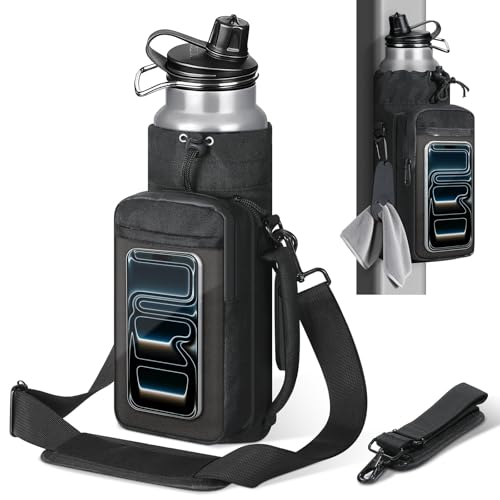 MoKo Magnetic Gym Bag, Magnetic Water Bottle Holder with Clear Phone Pouch - color: Black