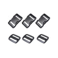 Heavy Duty Side Release Buckles with Plastic Tri Glide Slides - style: 1-1/2 Inch - 3 Sets