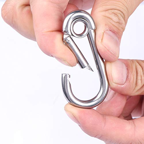 5pcs 1/4'' Stainless Steel Carabiner Clip Spring Snap Hook Link with Eyelet, 250lb Load, 2-3/8 Inch Length - size: 1/4''