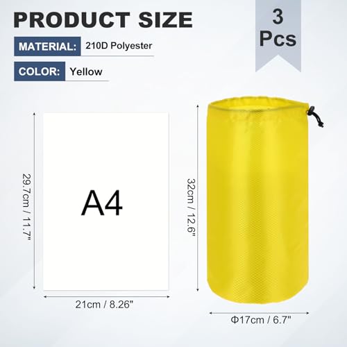 Drawstring Bag with Toggle Cinch Sack and Ditty Pouch Durable Ditty - color: Yellow, size: 7x13inch