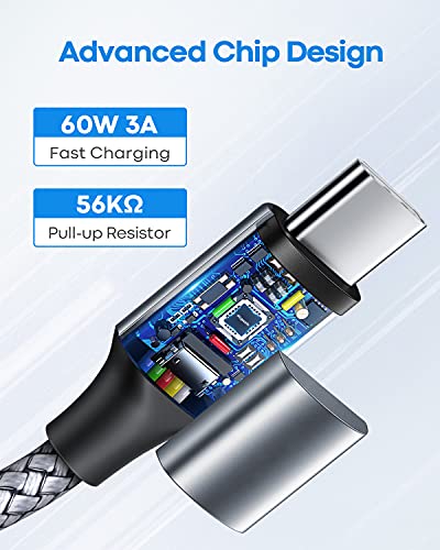 etguuds USB C to USB C Cable 1ft, 2-Pack 60W C to C Cable Fast Charging | for iPhone 17 16 15 Pro Max Plus Air, Samsung Galaxy S26 S25 S24 S23, USBC iPad MacBook Charger Cord Type C, Pixel, Gray - color: Gray, size: 1ft