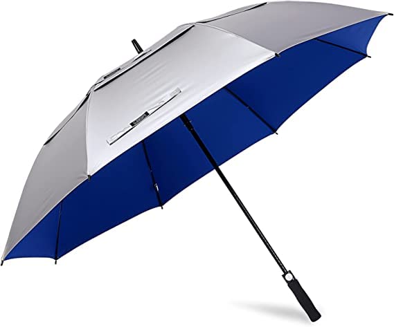 G4Free 47/54/62/68 Inch UV Protection Golf Umbrella Oversized Sun Umbrella | UPF 50+, Auto Open, Vented Double Canopy, Extra Large Coverage, Heavy Duty, Windproof Stick Umbrella - color: Blue/Silver, size: 47 inch