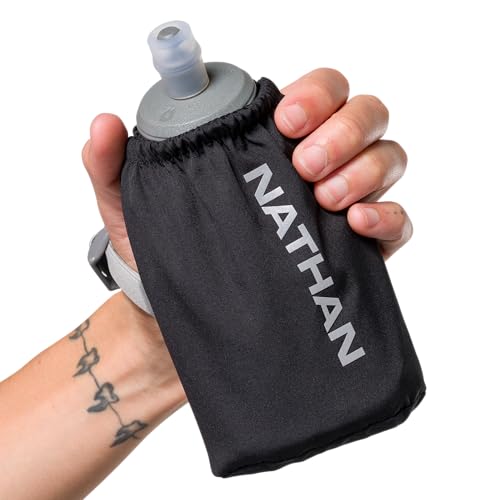 Nathan - Pinnacle 18oz Soft Flask Black/Reflective Silver OSFM - color: Black, style: 18oz
