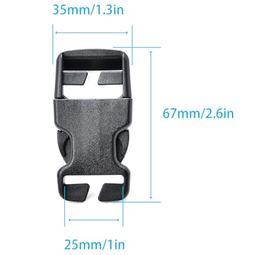 Surf turtle 6Pcs Quick Release Buckle, 25mm 1 Inch Plastic No Sew Buckles | for Backpack Luggage Straps