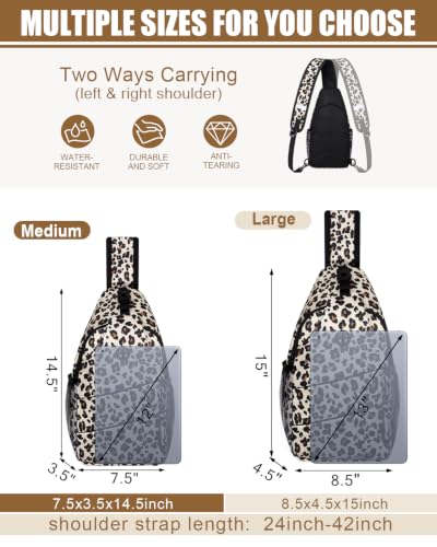 Pritent Crossbody Bags for Women Men Trendy Sling Bag Backpack Casual Chest Bag with Convertible Shoulder Strap - color: Leopard, size: Medium