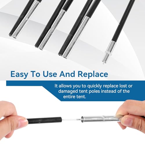 Fiberglass Tent Poles, 3.96m Tent Poles Replacement for 3-4 People Lightweight Camping Support Rod Awning Frame Kit Easy to Install for Hiking Outdoor Camping Backpacking