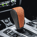 Leather Car Gear Shift Knob Cover, Car Shifter Cover, Anti-Slip Dust Waterproof Gear Shifter Stick Protector, Auto Automatic Shift Knob Handle Protector for Most Vehicles (Black Brown) - color: Black Brown
