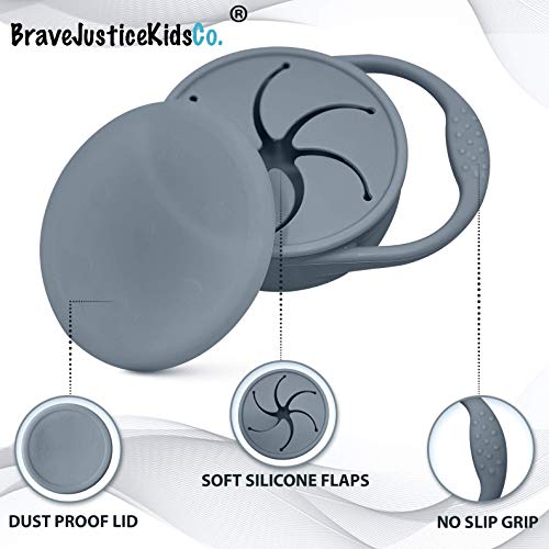 BraveJusticeKidsCo | Snack Attack Snack Cup | Collapsible Silicone Snack Container | Toddler and Baby (Stormy) - color: Stormy